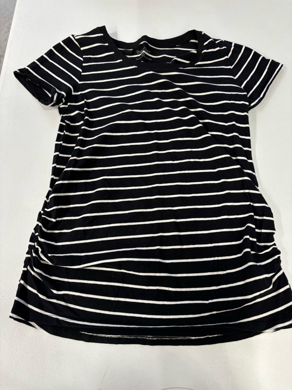Motherhood Maternity Black and White Striped Maternity Tee